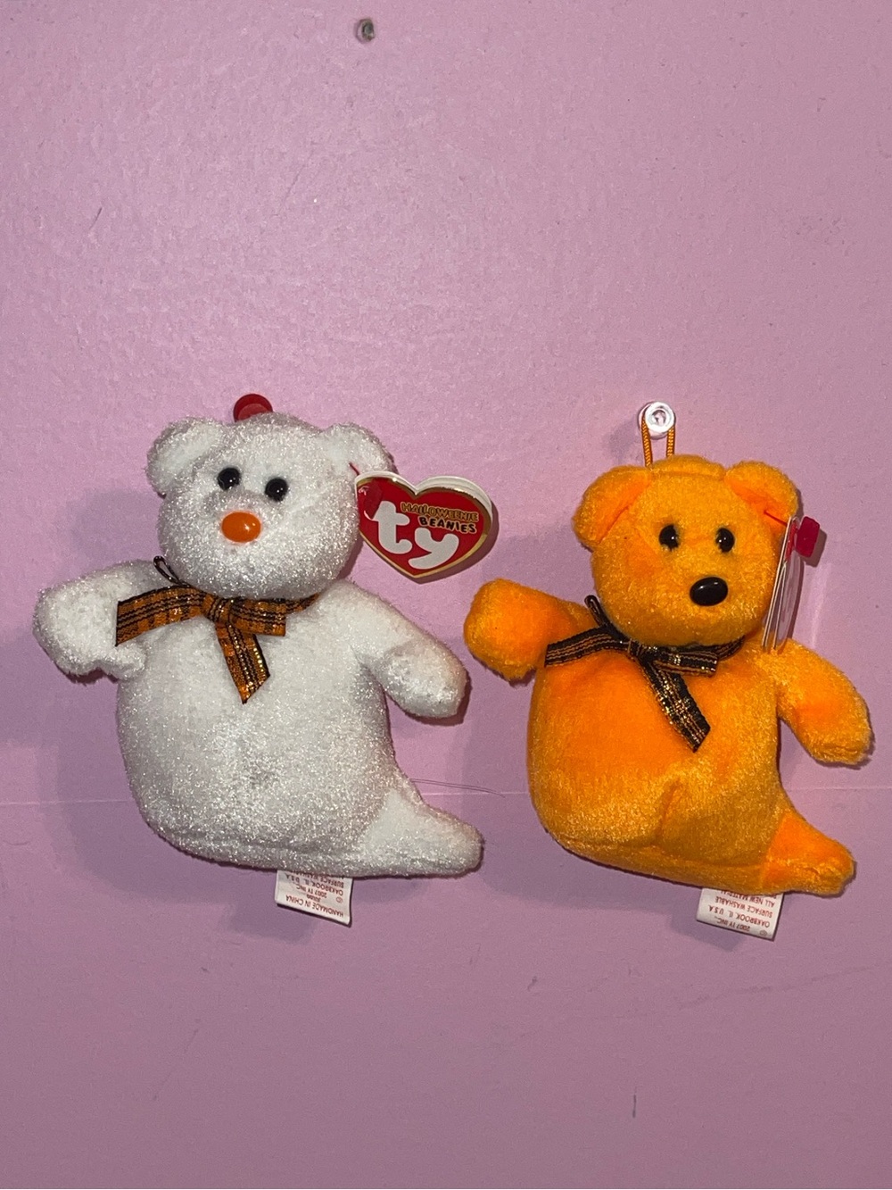 Halloweenie beanies babies keychain clip ty plush bear ghost Halloween lot set